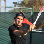 Roger Federer at the Practice Session