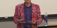 Author and technology commentator Howard Rheingold discussed five new 'literacies' necessary for life with social media: attention, participation, collaboration, critical consumption and network know-how. (ALISA ROYER/The Stanford Daily)