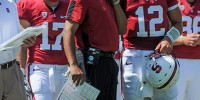 David Shaw (Head Coach) and Andrew Luck (#12 - QB)
