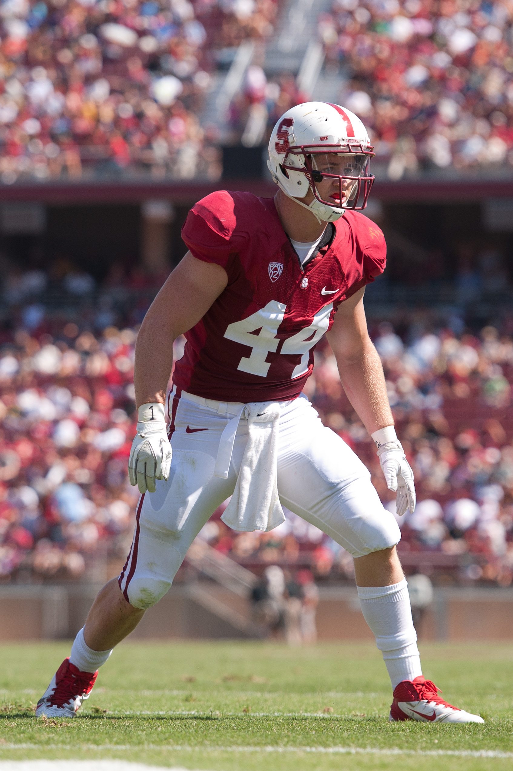 Captain linebacker Chase Thomas, who led the Pac-12 with 17.5 tackles for loss last season, looks to lead the Cardinal's elite linebacker corps in game one. (ROB ERICSON/Stanfordphoto.com)