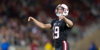 Redshirt sophomore placekicker Jordan Williamson has matured mentally since missing the game-winning field goal for the Cardinal in last season's Fiesta Bowl, where Stanford eventually lost to Oklahoma State 41-38. The kicker credits the team for helping him his regain confidence, "If I didn’t have the supportive teammates and coaches like I did, it would’ve been really difficult to come back. Stanford students as well, they were just phenomenal and showed great support." (JIM SHORIN/Stanfordphoto.com)