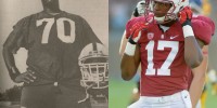 As Bob Whitfield (left) prepared to depart for the NFL after three Cardinal seasons, he told The Daily that he would “shell out $20,000 for my last year to come back and go to school.” Tuition has gone up considerably since his last season in 1991, but Bob has fulfilled his promise, completing his degree just as his son Kodi (right) began taking classes and practicing with this year’s Stanford squad. (RAJIV CHANDRASEKARAN/The Stanford Daily, SIMON WARBY/The Stanford Daily)