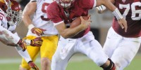 Redshirt junior quarterback Josh Nunes first showed off his legs in upsetting No. 2 USC on Sept. 25, but those skills came in handy again last Saturday when he rushed for three touchdowns in a comeback win against Arizona. Nunes was named Pac-12 Offensive Player of the Week on Monday for his five overall touchdowns and 360 passing yards. (SIMON WARBY/The Stanford Daily)