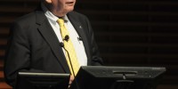 William G. Bowen, former president of Princeton University, discussed how online education could help fix crippling student debt in a two-part lecture held on Wednesday and Thursday. (MEHMET INONU/The Stanford Daily)