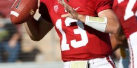 Senior Robbie Picazo, pictured throwing one of his three collegiate passes last year, is spending his final season of an improbable walk-on run on the scout team. (BOB DREBIN/StanfordPhoto.com)