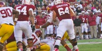 Redshirt senior center Sam Schwartzstein (64) is a preseason candidate for the Rimington Trophy and last year helped the Stanford offensive line set a school record for touchdown passes.