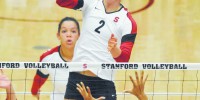 Junior middle blocker Carly Wopat and the Stanford defense face a tough test this week as No. 6 USC and No. 7 UCLA pay a visit to Maples Pavilion (Stanford Daily File Photo).