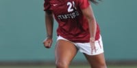 Senior Mariah Nogueria (21) was one of five Stanford players named to the All-Pac-12 First Team. (SIMON WARBY/The Stanford Daily)