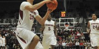 Junior forward Dwight Powell had 18 points in Stanford's first two conference games of the season as the Cardinal fell to 0-2 in Pac-12 play. (MIKE KHEIR/The Stanford Daily)