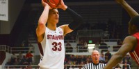 Dwight Powell (above) had a double-double with 13 rebounds as Stanford cruised to a 20-point win over No. 10 Oregon on Wednesday night (Stanford Daily File Photo).