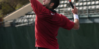 Senior Matt Kandath dropped the first set of his season-opening match against Sacramento State 0-6, but bounced back with a pair of 6-3 wins to earn his first victory of the season. (NICK SALAZAR/The Stanford Daily)
