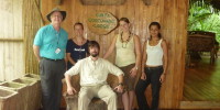 Director William Durham with Annie Scalmanini '11 M.S. '12 M.S. '13, postdoctoral fellow Carter Hunt, Molly Oshun '11 and University of Costa Rica-Golfito student Isabel Arias during a CREST trip to Costa Rica.