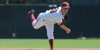 Sophomore David Schmidt won the first game of his sophomore season on Wednesday night, pitching 3.2 innings of relief work in the Cardinal's 5-0 win against Cal. (Stanford Daily File Photo)