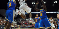 Stanford sophomore guard Chasson Randle (5) will be hoping to improve against Colorado tonight. (MICHAEL KHEIR/The Stanford Daily)