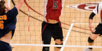 Stanford junior outside hitter Brian Cook (5) made 23 kills and seven digs against BYU and 13 kills against Cal Baptist