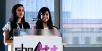 Ellora Israni '14 (left) and Anya Agarwal '14 are the founders of she++, an organization devoted to increasing the number of women studying computer science. The group recently released a documentary that has earned national attention. (Courtesy of Conrad Corpus).