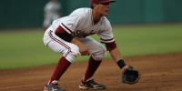 Stanford sophomore third baseman Alex Blandino hit a three-run home run in the top of the eighth to put the game well out of reach of Pacific yesterday. (DON MONTAGUE/StanfordPhoto.com)
