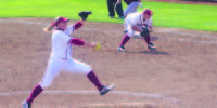 Senior starting pitcher Teagan Gerhart (left)