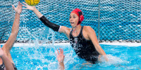 Senior goalkeeper Kate Baldoni (above) led the Cardinal into the national championship game by holding  No. 3 UCLA to just three goals in the semifinals. (BOB DREBIN/stanfordphoto.com)